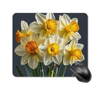 Tappetino per mouse con bouquet di narcisi con bordo cucito, tappetino per mouse di alta qualità, in tessuto lavabile, antiscivolo, design perfetto per giochi, laptop, lavoro in ufficio