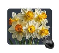Tappetino per mouse con bouquet di narcisi con bordo cucito, tappetino per mouse di alta qualità, in tessuto lavabile, antiscivolo, design perfetto per giochi, laptop, lavoro in ufficio