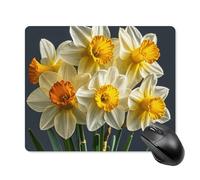 Tappetino per mouse con bouquet di narcisi con bordo cucito, tappetino per mouse di alta qualità, in tessuto lavabile, antiscivolo, design perfetto per giochi, laptop, lavoro in ufficio