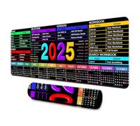 Tappetino per mouse con calendario 2025 Excel, grande, nero, per scrivania da gioco, tappetino per mouse per scrivania da ufficio, tappetino per mouse antiscivolo dedicato per uomini e donne, 80 x 30