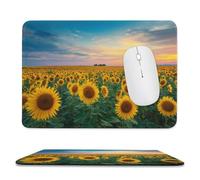 Tappetino per mouse con campo di girasoli sotto il tramonto, piccolo tappetino per mouse per computer da ufficio per scrivania e laptop, con base in gomma antiscivolo, tappetino per mouse da gioco