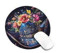 Tappetino per mouse con cappello da cowboy floreale, design floreale blu vivace, decorazione estiva, stile country chic, perfetto per uso domestico e ufficio, tappetino per mouse da gioco in gomma