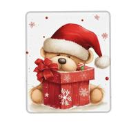 Tappetino per mouse con cappello di Babbo Natale e scritta "Merry Christmas", impermeabile, con base in gomma antiscivolo, tappetino per mouse da gioco, liscio, con bordo cucito, per casa, ufficio