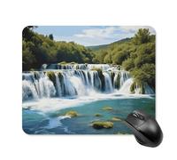 Tappetino per mouse con cascate sul fiume Krka con bordo cucito, panno lavabile, antiscivolo, design perfetto per giochi, laptop, lavoro in ufficio