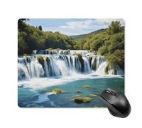 Tappetino per mouse con cascate sul fiume Krka con bordo cucito, panno lavabile, antiscivolo, design perfetto per giochi, laptop, lavoro in ufficio