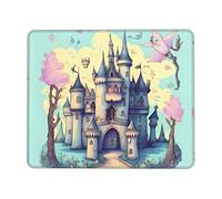 Tappetino per mouse con castello delle fiabe, superficie impermeabile e base in gomma antiscivolo con bordi cuciti, tappetino per mouse da gioco per laptop, 20 x 24 cm