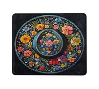 Tappetino per mouse con cerchi floreali, con fiori colorati vivaci, decorativo, in gomma, antiscivolo, lavabile, per uso domestico e ufficio, perfetto per attività primaverili, quadrato, 20,3 x 25,4