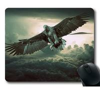 (Tappetino per mouse con chiusura a scatto di precisione) Eagle Predator Bird Fantasy Flying Sky Clouds Gaming tappetino per mouse per mac o computer