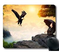 (Tappetino per mouse con chiusura a scatto di precisione) Girl Black Eagle Female Wild Nature Spirit Gaming tappetino per mouse per mac o computer