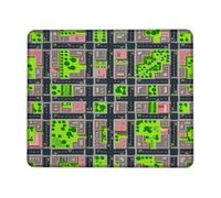Tappetino per mouse con città, piccolo tappetino per mouse urbano giocoso con edificio stradale verde quadrato in gomma liscia portatile tappetino per mouse da viaggio accessori da scrivania per
