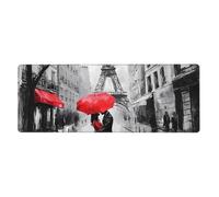 Tappetino per mouse con coppia di Parigi, grande 80 x 30 cm, Torre Eiffel, tappetino per mouse da gioco con base in gomma antiscivolo, tappetino da scrivania per ufficio e casa