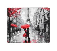 Tappetino per mouse con coppia di Parigi, Torre Eiffel, tappetino per mouse con bordi cuciti, base in gomma antiscivolo, tappetino per mouse per PC portatile, 26 x 21 cm