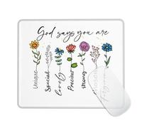 Tappetino per mouse con dedica biblica ispiratrice cristiana per scrivania mouse wireless floreale computer ufficio tappetino per mouse per computer portatile carino accessori da scrivania, Dio dice