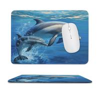 Tappetino per mouse con delfini nel mare, tappetino per mouse antiscivolo, tappetino per mouse per computer portatile, ufficio, casa, viaggi, 20 x 23,9 cm