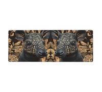 Tappetino per mouse con due animali dall'aspetto strano in grande base in gomma antiscivolo estesa con bordi cuciti, tappetino per mouse da gioco per PC desktop grande 31,8 x 31,5 cm