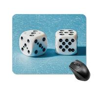 Tappetino per mouse con due dadi bianchi, con base in gomma antiscivolo, tappetino per mouse quadrato, tappetino per mouse da scrivania, per laptop, ufficio, accessori regalo, 20 x 25 cm