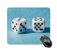 Tappetino per mouse con due dadi bianchi, con base in gomma antiscivolo, tappetino per mouse quadrato, tappetino per mouse da scrivania, per laptop, ufficio, accessori regalo, 25 x 30 cm