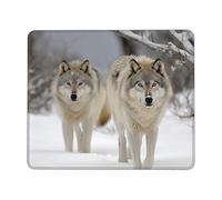 Tappetino per mouse con due lupi che camminano nella neve, 17,8 x 21,8 cm, tappetino per mouse personalizzabile, tappetino per mouse da gioco, impermeabile, lavabile, con base in gomma antiscivolo