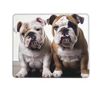 Tappetino per mouse con due simpatici cani bulldog con bordo cucito, comodi tappetini per mouse con base in gomma antiscivolo, tappetino per mouse da gioco, lavabile, accessori da scrivania per