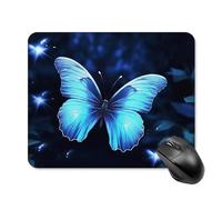 Tappetino per mouse con farfalla blu con bordo cucito, panno lavabile, antiscivolo, design perfetto per giochi, laptop, lavoro in ufficio
