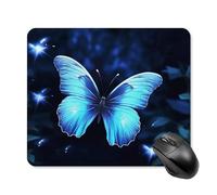 Tappetino per mouse con farfalla blu con bordo cucito, panno lavabile, antiscivolo, design perfetto per giochi, laptop, lavoro in ufficio