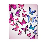 Tappetino per mouse con farfalla colorata con bordo cucito base in gomma antiscivolo lavabile per computer portatili