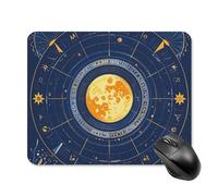 Tappetino per mouse con fasi lunari, sole, zodiaco, astrologia, con base in gomma antiscivolo, impermeabile, tappetino da scrivania per computer portatile, tappetino per mouse da gioco, accessori da