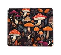 Tappetino per mouse con foglie di fungo autunnale, felce, foglie di bacca, tappetino per mouse con bordi cuciti, base in gomma antiscivolo, tappetino per mouse per PC portatile, 22 x 18 cm