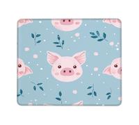 Tappetino per mouse con foglie di maiale carino Piggy Gaming Mouse Mat con bordi cuciti Base in gomma antiscivolo Tappetino per il mouse per PC Laptop 22x18cm