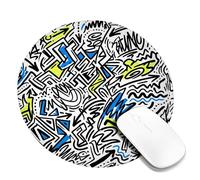 Tappetino per mouse con forme astratte, grafica moderna con frecce e linee nessuna nera rotonda in gomma liscia portatile mini tappetino per mouse da scrivania idea per casa, ufficio, scrivania