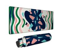 Tappetino per mouse con forme astratte, linee ondulate moderne e contemporanee, motivi geometrici, nessuno blu navy, in gomma, lavabile, estetico, lungo, decorativo, per casa, ufficio, lavoro