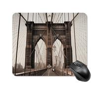 Tappetino per mouse con foto del ponte di Brooklyn con bordo cucito, tappetino per mouse di alta qualità in panno lavabile, tappetino per mouse in gomma antiscivolo, design perfetto per giochi, laptop