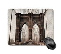 Tappetino per mouse con foto del ponte di Brooklyn con bordo cucito, tappetino per mouse di alta qualità in panno lavabile, tappetino per mouse in gomma antiscivolo, design perfetto per giochi, laptop