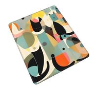 Tappetino per mouse con gatto di arte moderna della metà del secolo, tappetino per mouse per computer con base in gomma antiscivolo per ufficio, giochi, apprendimento, 20 x 24 cm.
