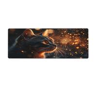 Tappetino per mouse con gatto e stella marte; grande tappetino per mouse con base in gomma antiscivolo con bordi cuciti, tappetino per mouse da gioco per PC desktop, grande, 30 x 80 cm
