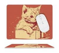 Tappetino per mouse con gatto sdraiato sulla scatola, impermeabile e antiscivolo, tappetino per mouse portatile, comodo tappetino per mouse per desktop, casa, ufficio, laptop