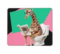 Tappetino per mouse con giraffa che legge giornale per computer, base in gomma antiscivolo, tappetino per mouse per computer portatile per casa, 20 x 26,2 cm