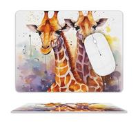Tappetino per mouse con giraffe acquerello, impermeabile e antiscivolo, tappetino per mouse portatile, comodo tappetino per mouse per desktop, casa, ufficio, laptop