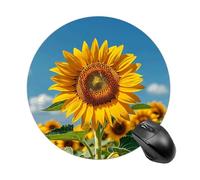 Tappetino per mouse con girasole che sbocciano fiori e piante, piccolo tappetino per mouse con base in gomma antiscivolo, comodo tappetino per mouse da gioco, rotondo, impermeabile, per ufficio, casa