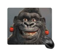 Tappetino per mouse con gorilla sorridente, con bordo cucito, panno lavabile, antiscivolo, design perfetto per giochi, laptop, lavoro in ufficio