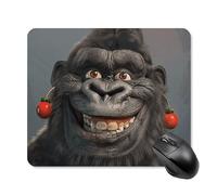 Tappetino per mouse con gorilla sorridente, con bordo cucito, panno lavabile, antiscivolo, design perfetto per giochi, laptop, lavoro in ufficio