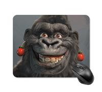 Tappetino per mouse con gorilla sorridente, con bordo cucito, panno lavabile, antiscivolo, design perfetto per giochi, laptop, lavoro in ufficio