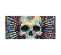 Tappetino per mouse con grafica Cool Skull, grande, con base in gomma antiscivolo, per uomo e donna, mouse wireless, tastiera e tappetino da gioco per la casa
