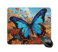 Tappetino per mouse con grande farfalla con bordo cucito, panno lavabile, tappetino per mouse in gomma antiscivolo, design perfetto per giochi, laptop, lavoro in ufficio