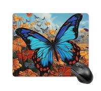 Tappetino per mouse con grande farfalla con bordo cucito, panno lavabile, tappetino per mouse in gomma antiscivolo, design perfetto per giochi, laptop, lavoro in ufficio