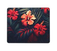 Tappetino per mouse con grande foglia e fiore, superficie impermeabile e base in gomma antiscivolo con bordi cuciti, tappetino per mouse da gioco per laptop, 20 x 24 cm