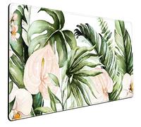 Tappetino per mouse con grande pianta rampicante e palma, per la protezione della scrivania, per computer, ufficio, tavolo, casa, decorazione, per gaming, 80 x 40 cm, con bordi ricuciti e base