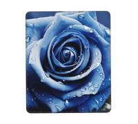 Tappetino per mouse con illustrazione di una bella rosa blu, impermeabile, con base in gomma antiscivolo, tappetino per mouse da gioco liscio con bordo cucito, tappetino per mouse per computer per