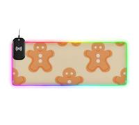 Tappetino per mouse con immagine di omini di pan di zenzero di Natale in stile cartone animato con ricarica luminosa Big Smooth Studio 89,9 x 39,9 cm tappetino per mouse e tastiera
