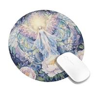 Tappetino per mouse con incantevole fantasia floreale, colori pastello, design astratto con angelo, ideale per la primavera e l'estate, elegante accessorio per casa e ufficio, superficie in gomma